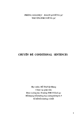 Chuyên đề Conditional sentences - Đỗ Thị Việt Hưng